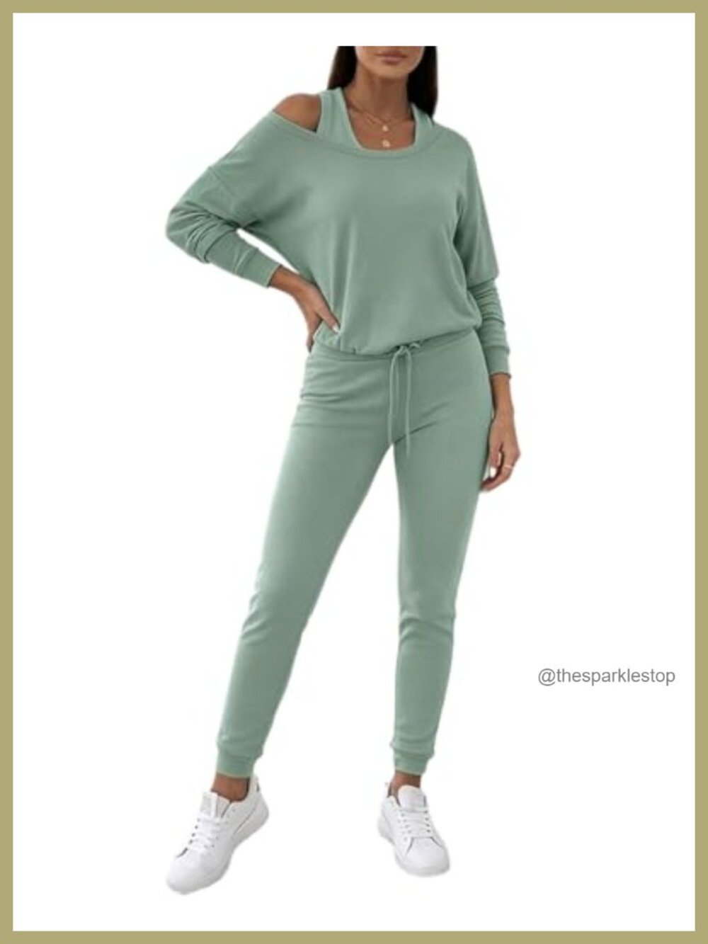 3 Piece Ribbed Lounge Set Off-Shoulder Sweatshirt Cami Joggers